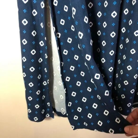 TERRA & SKY WOMEN'S NAVY/WHITE 2 SIDE SLIT MAXI SKIRT W/POCKETS 0X (14W)-EUC - Picture 7 of 9